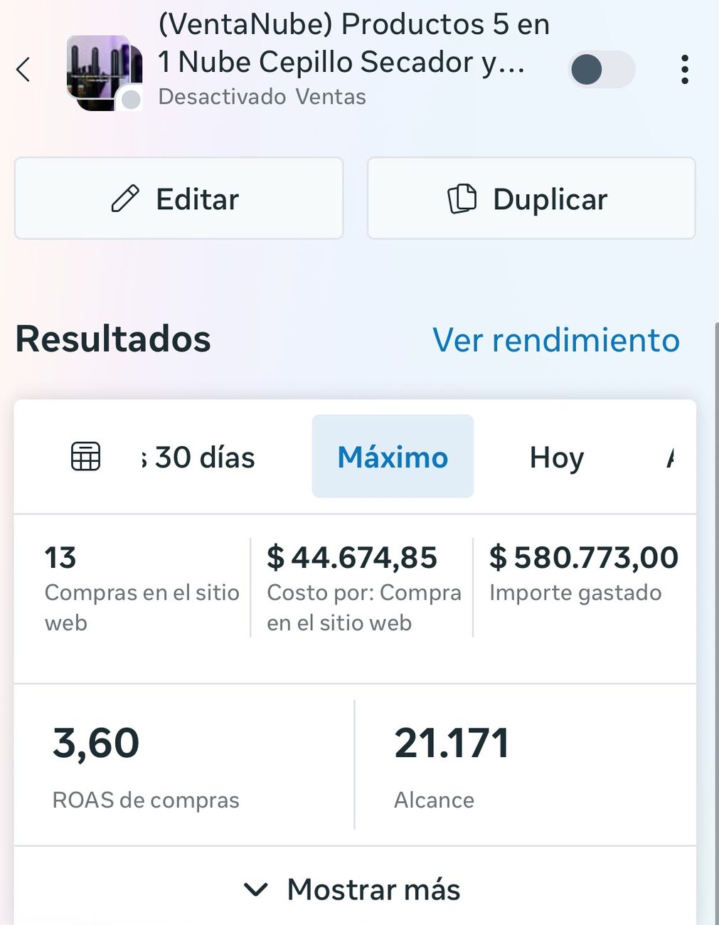 Campaña de ventas — ROAS 3.6